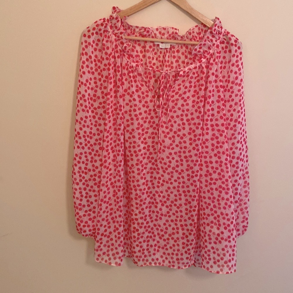Boden Women Blouse Tunic Size 16 Pink White Floral Flowy Top